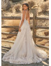 Thin Straps Ivory Sequined Lace Tulle Wedding Dress